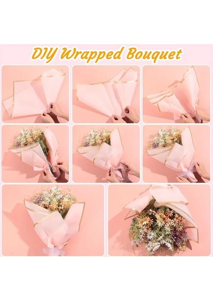 Çiçek Buket Demet Ambalaj Kağıdı Jelatini (Beyaz Zemin-Beyaz Çerçeve) 55X55CM