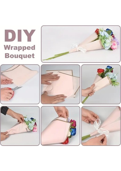 Çiçek Buket Demet Ambalaj Kağıdı Jelatini (Beyaz Zemin-Beyaz Çerçeve) 55X55CM