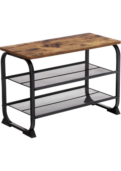 Ayakkabı Dolabı, 2 Raflı, Yuvarlak Çerçeve, Basit Montaj, Ahşap Görünüm, LMR32BX, 66 x 45 x 30 cm