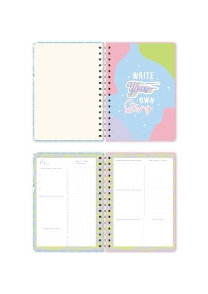 Spiralli Süresiz Renkli Planlayıcı Ajanda Motivasyon Sayfalı Mavi fiyatları