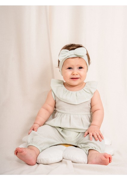 Şile Bezi Bebek Tulum ve Bandana Takım – 3-24 Ay