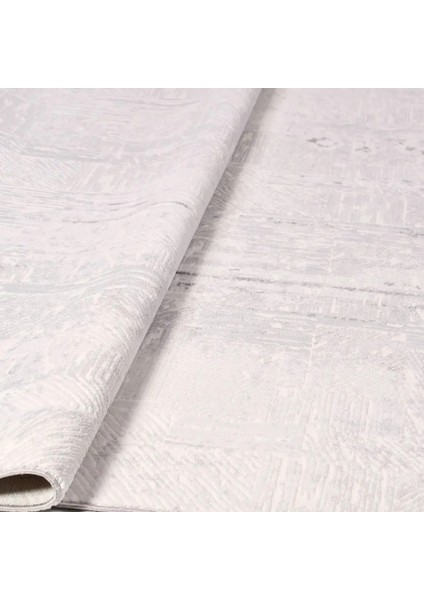 Lapice Modern Gri Beyaz Polyester Kaydırmaz Makine Halısı fırsatları