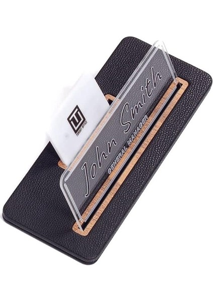 Office Deri Masa Isimliği Siyah Ahşap Detaylı - Isimlik ve Kartvizitlik fırsatları