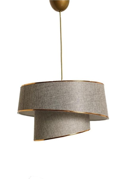 Tasarım Metal ve Koyu Gri Kumaş Gövde - LED ve Ampul Uyumlu Ayarlanabilir Asma Tavan Lambası
