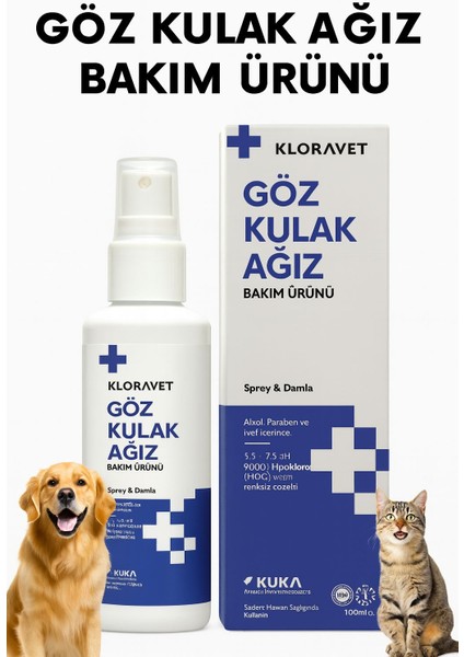Kedi ve Köpekler Için Göz Kulak ve Ağız Temizleme Bakım Ürünü 100 ml