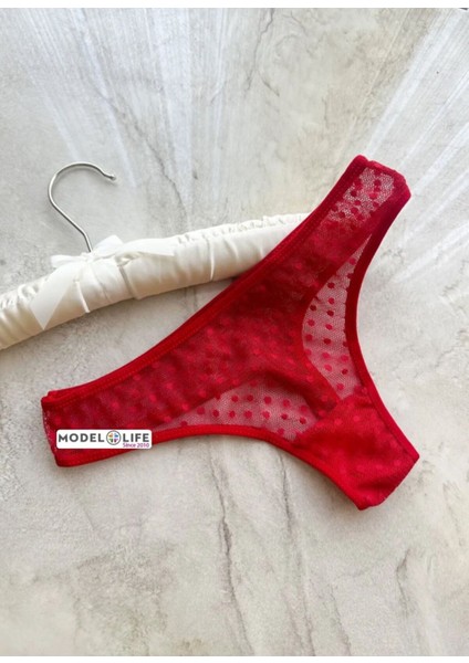 Kıırmızı Puantiyeli Brode Balenli Bra Sütyen Iç Çamaşırı Tanga Takımı modelleri