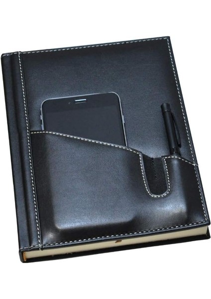 5461 Ajanda/defter Tarihsiz 17 x 24 Çizgili 160 Yaprak Ivory Kağıt Telefon Kılıflı, Siyah