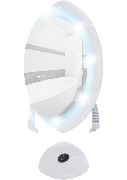 Wenko 3656441100 LED Kozmetik Aynası Style Beyaz – Ayaklı Ayna, Plastik, 17,5 x 28 x 12 Cm, Beyaz