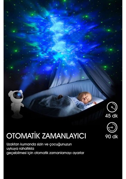 Çocuk Odası Astronot Işıklı Kumandalı Galaksi Pilli Projeksiyon Gece Lambası modelleri
