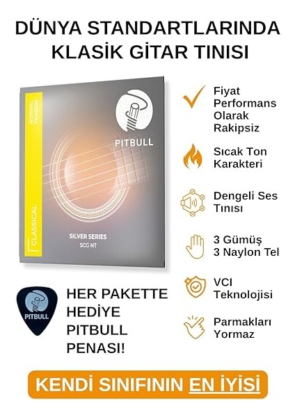 Klasik Gitar Teli Silver Seri Normal Tansiyon Set Scg Nt fiyatları