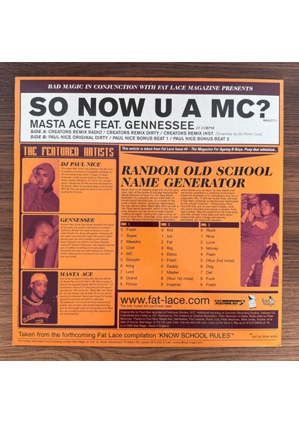 Masta Ace Feat. Gennessee – So Now U A Mc? fiyatları