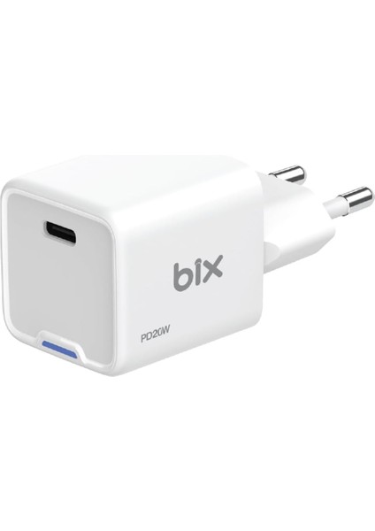 BX1P20G Gan 20W Type-C Pd Akım Korumalı ve LED Göstergeli Hızlı Şarj Cihazı (Beyaz)