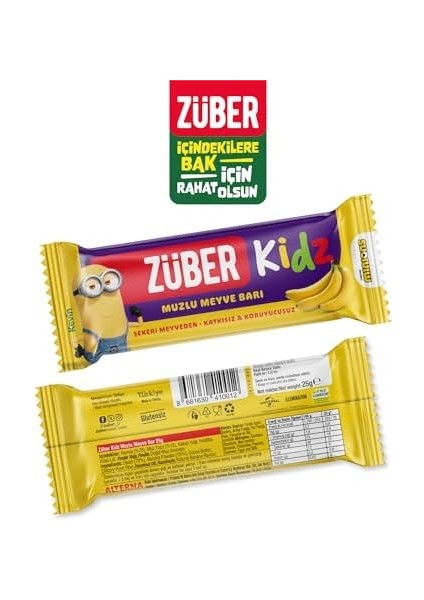 Züber Kidz Muzlu Meyve Bar 25GR x 16 Adet