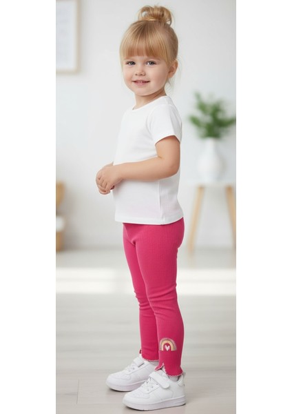 Gökkuşağı Desenli Fitilli Şardonlu Kız Çocuk Tayt fiyatları