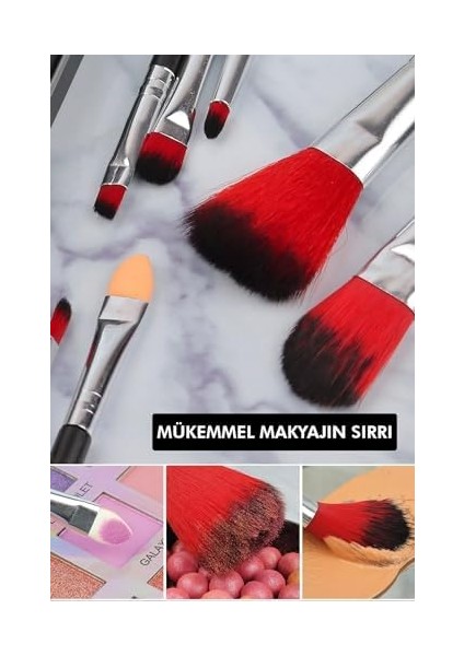 Tikatti 7 Adet Makyaj Fırça Seti Metal Kutuda Siyah