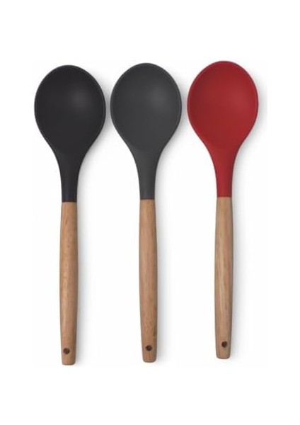 Bambu Saplı Silikon Servis Kaşığı, Bambu Uzun Silikon Servi Kaşığı 28CM 3 Renk Seçenekli, Yemeklerinizi Servis Etmek Için Silikon Servis Kaşığı (Siyah) fiyatları