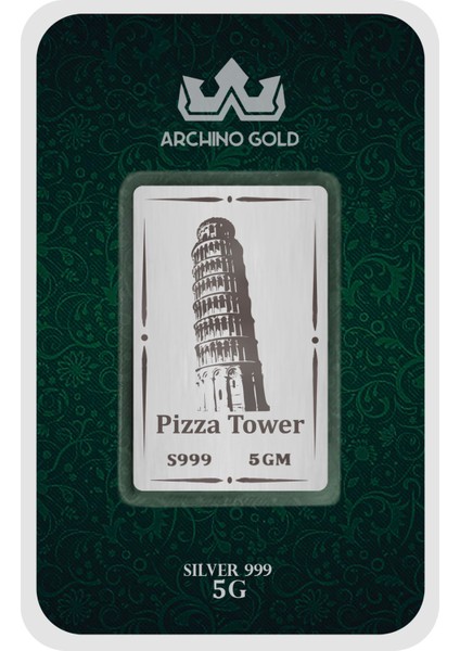 Mimari Dehanın Simgesi Olan Pizza Kulesi Temalı Hediyelik 5 Gram 999 Ayar Gümüş KÜLÇESI-756