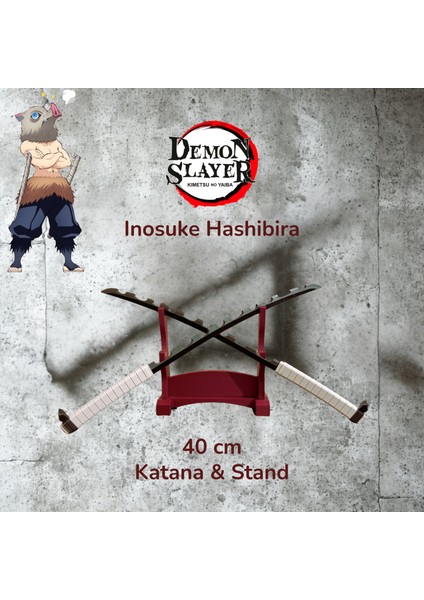 Demon Slayer Anime Inosuke Hashibira Katana & Stand 40 cm 3D Baskı