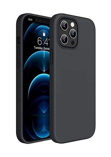 12 ve 12 Pro Uyumlu Içi Kadife Lansman Silicone Kılıf Şok Emici Özellik Tam Koruma Sağlayan Kılıf (Siyah)