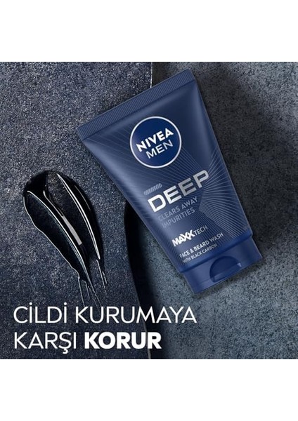 Nıvea Men Erkek Yüz ve Sakal Temizleme Jeli Deep Dimension 100 Ml,nemlendirici,yağ Arındırıcı,aktif Karbon,gün Boyu Ferahlık