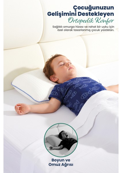 Çocuk Ortopedik Visco Yastık 38X26-8 cm | 1-10 Yaş Uyumlu – Boyun Destekli & Yıkanabilir Kılıf fiyatları