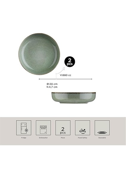 Porselen Moderna 2 Li 20 cm Kase Yeşil indirimleri
