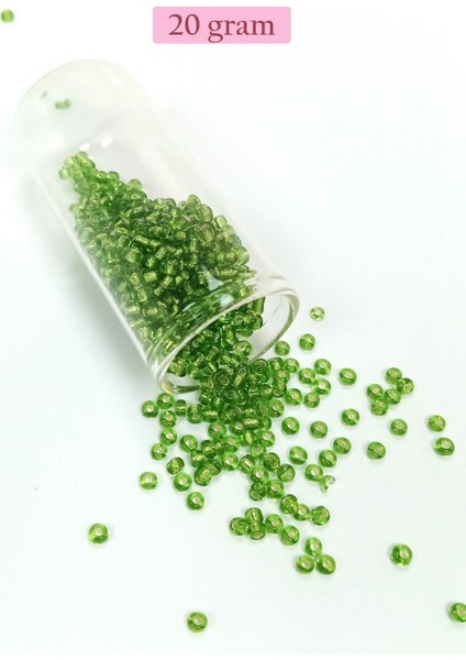 Litaetrend Dökme Cam Kum Boncuk (8/0) 3 mm - 20 Gram - Şeffaf Çimen Yeşili - BNC154