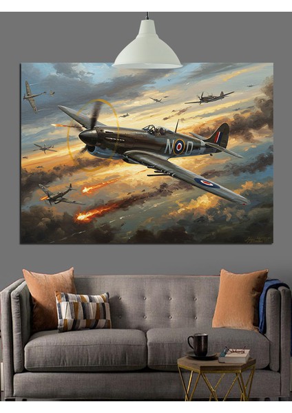 Uçak Gün Batımı Havada Dekoratif Kanvas - Mdf Ahşap Tablo indirimleri