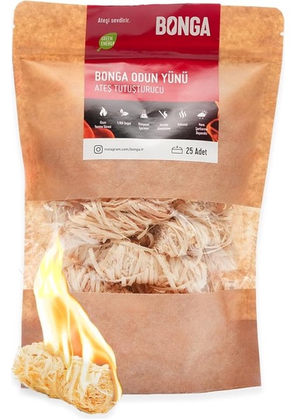 Soba, Şömine, Mangal Tutuşturucu 25 Adet 350 gr - Jel ve Çıra Alternatifi Doğal Odun Yünü