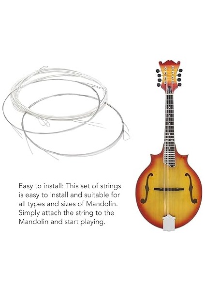 8 Adet Mandolin Dizeleri Gümüş Kaplama Bakır Alaşımlı Dize Yedek Parçalar Temizle Güzel Tını Mandolin Dize Seti Aksesuarı fiyatları