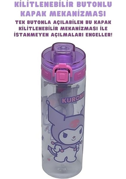 700ML Kuromi Rahat Içim Ağızlıklı Kulplu Kilitlenebilir Su Matarası modelleri