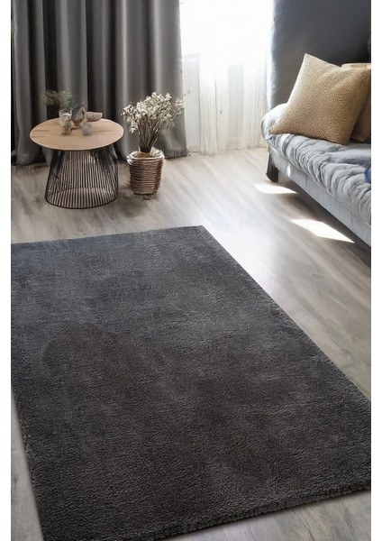 Antrasit Post Peluş Yumuşak Yıkanabilir Kaymaz Dot Taban Antibakteriyel Salon Koridor Çocuk Halısı