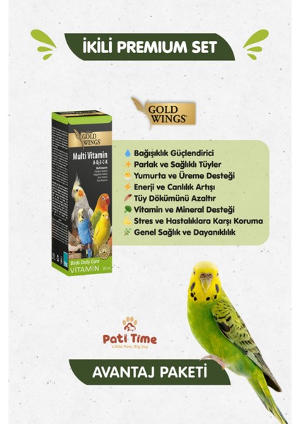 2li Set - Premium Yavru Genç Muhabbet Kuşu Yemi 1 kg + Muhabbet Kuşu Multivitamin Tüy Oluşum Desteği fiyatları
