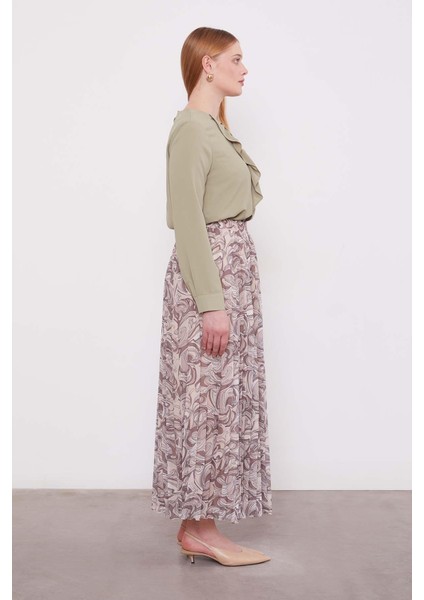 Pudra Etnik Desen Piliseli Etek modelleri