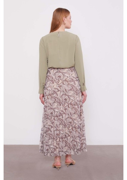 Pudra Etnik Desen Piliseli Etek fırsatları