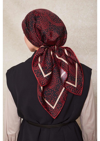 Kırmızı Noktalı Daireler Bask. Twill Ipek Eşarp fiyatları