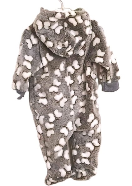 My Baby Kumsal Ayıcık Kelebek ve Petek Desenli Kapişonlu Polar Bebe Tulumu Dandini