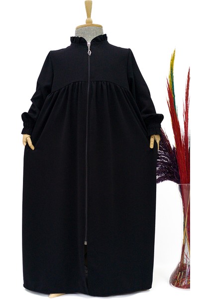 Kız Çocuk Medine Ipeği Ferace - Aksa Model Tesettür Ferace Siyah