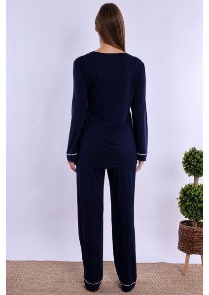 Lacivert Hamile Lohusa Pijama Takımı modelleri