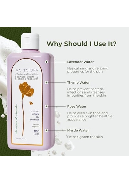 Iva Natura Organik Dinlendirici Duş Jeli Lavanta Özlü, Rahatlatıcı ve Arındırıcı, Parabensiz ve Glutensiz, 350 ml fiyatları