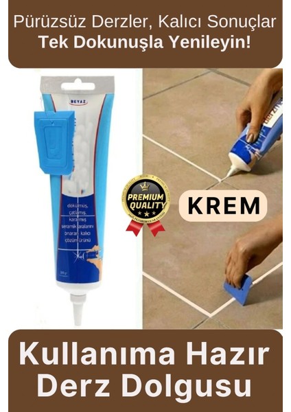 Profesyonel Kolay Uygulama Kullanıma Hazır Zemin Duvar Onarma Gaga Uçlu Fayans Arası Derz Dolgu Krem