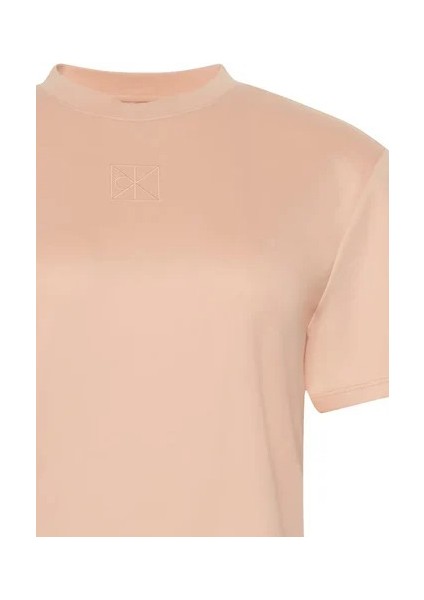 Kadın Regular Fit Amblem Nakışlı Supima Pamuk T-Shirt - Somon modelleri