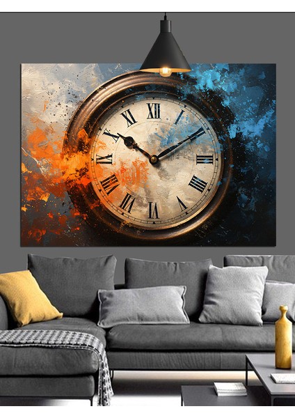 Eski Tarz Duvar Saati Detayı Dekoratif Kanvas - Mdf Ahşap Tablo