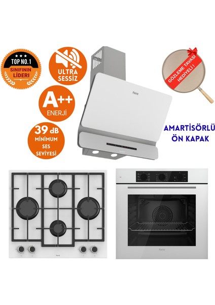 Silenart Lesto Yeni Seri Ultra Sessiz Beyaz Ankastre Set ( D081-SA + LN386 + QBL62CB )