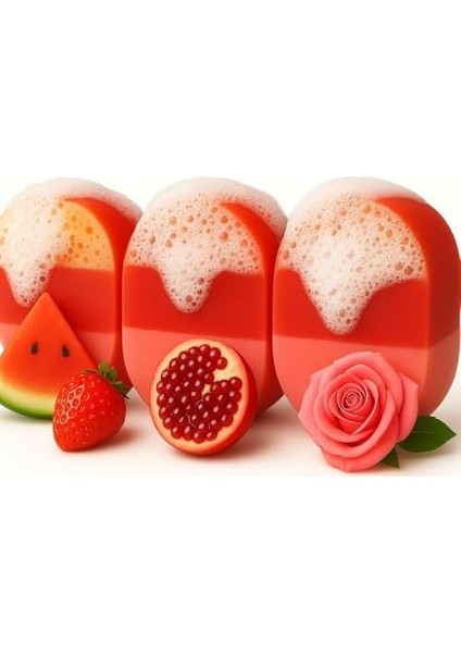 Rose Love 3 Adet 450 Grm Doğal El Yapımı Kokulu Süngere Emdirilmiş Sabun.