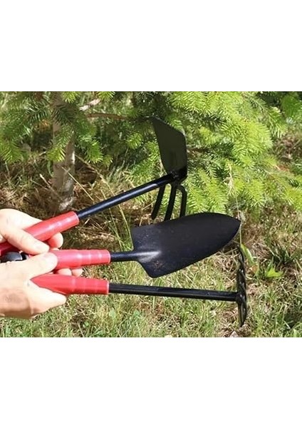 El Aletleri Seti, 30 cm Kürek, Tırmık ve Çapa, Kırmızı-Siyah, 3 Parça fiyatları