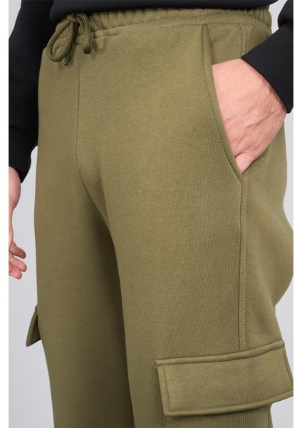 823 Erkek 3 Iplik Kargo Cep Eşofman Alt Haki modelleri