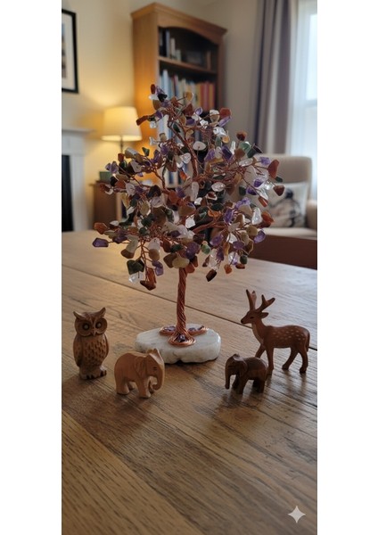 Çakra Doğal Taş Ağacı – El Yapımı Enerji ve Şifa Ağacı, 7 Çakra Dengeleyici Doğal Taşlı Dekoratifobje