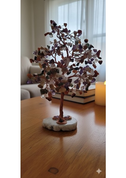 Çakra Doğal Taş Ağacı – El Yapımı Enerji ve Şifa Ağacı, 7 Çakra Dengeleyici Doğal Taşlı Dekoratifobje fırsatları
