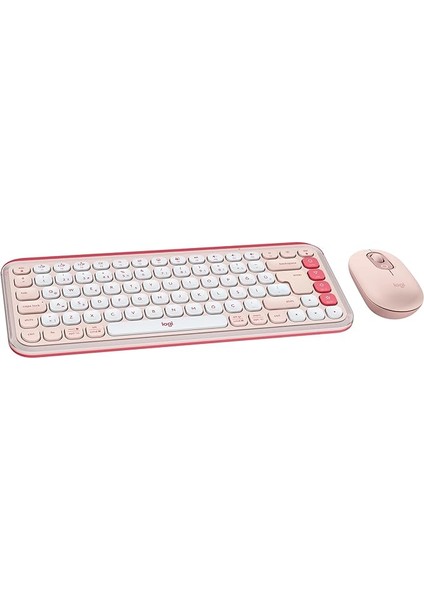 Pop Icon Combo Kablosuz Klavye ve Mouse Seti, Bluetooth, Konforlu Tasarım, Programlanabilir Tuşlar, Sessiz Tıklamalar, 3 Cihaza Kadar Easy-Switch, Türkçe Q Klavye, Pembe